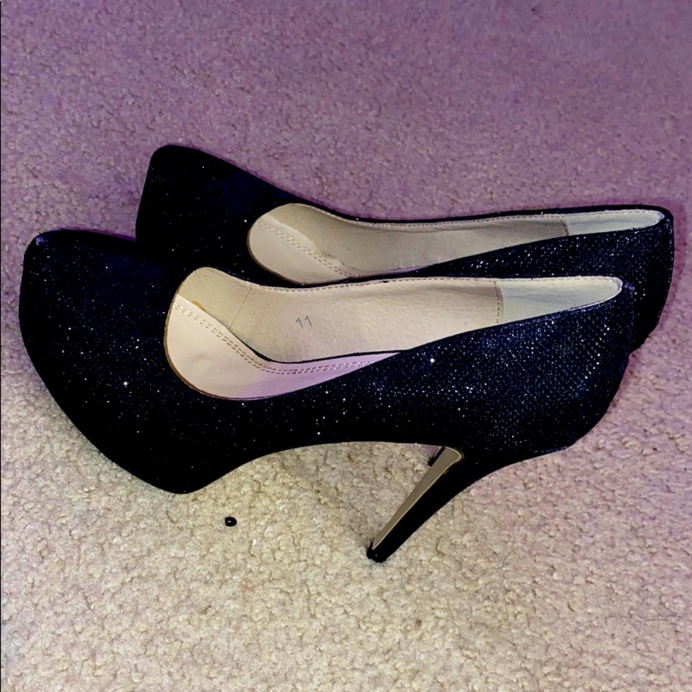 Black Sequins Drag Pump Heels